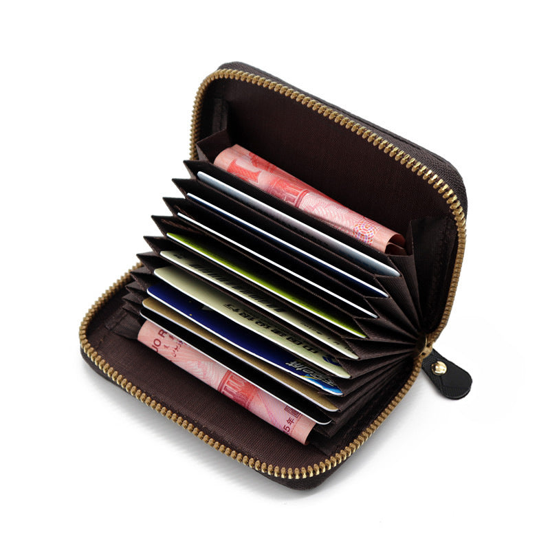 Wholesale Anti-demagnetic card holder,  multiple card slots,  zipper coin purse,  large capacity